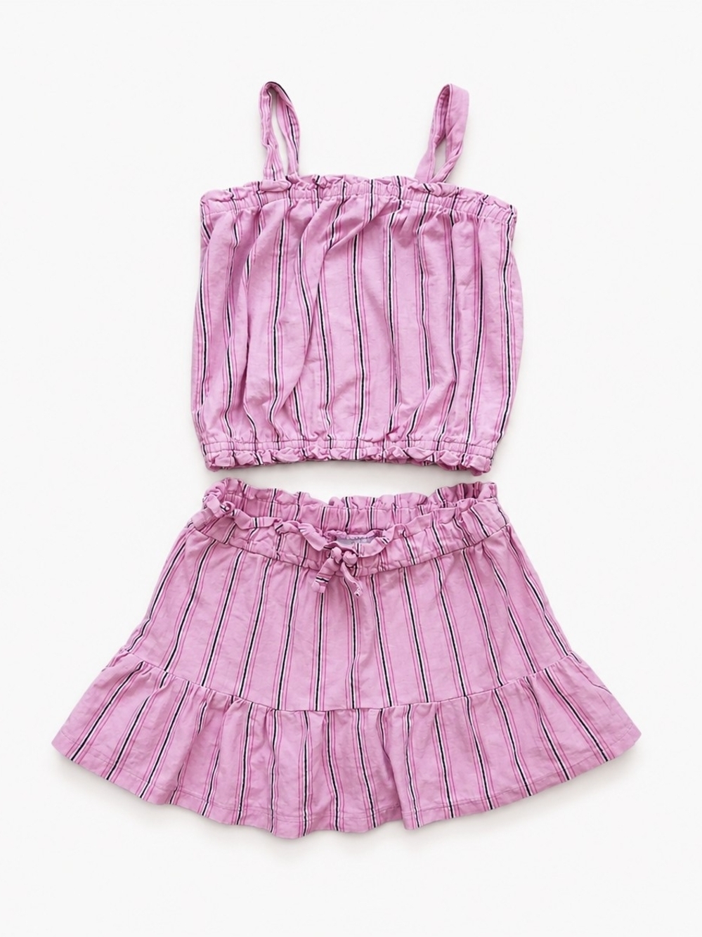 Carter's 2T Pink Striped Two Piece Skort Set Tank Top & Ruffle 100% Cotton